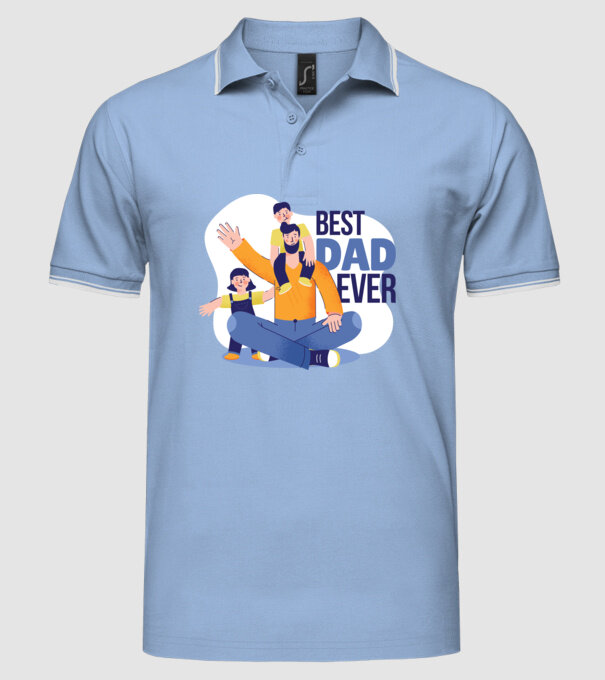 Best Dad ever - Cel mai bun tată model albastru deschis pe tricou