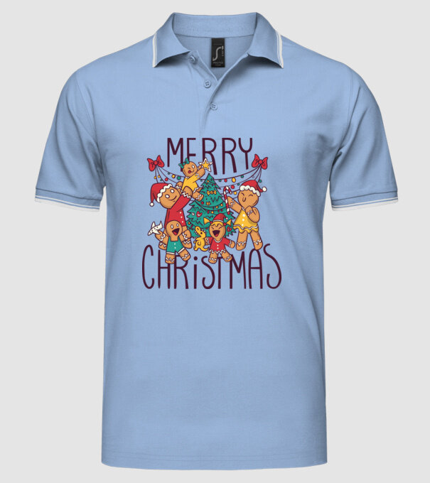 Crăciun Fericit model albastru deschis pe tricou