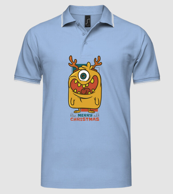 Crăciun Fericit Monstru model albastru deschis pe tricou