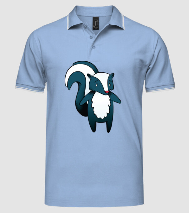 Bursuc puturos model albastru deschis pe tricou