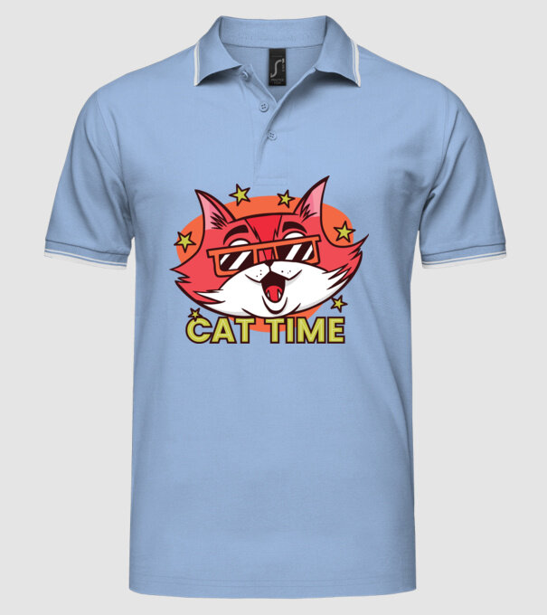Cat Time Momentul pisicii model albastru deschis pe tricou