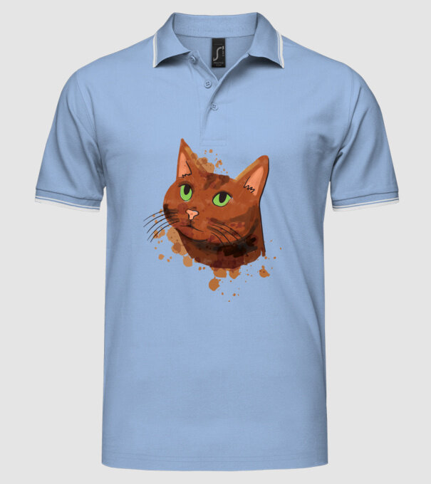Cap pisică model albastru deschis pe tricou