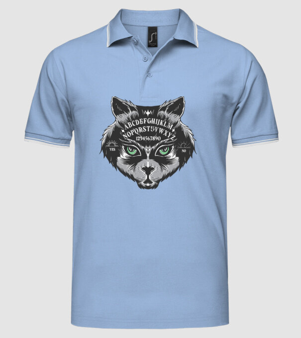cap pisică joc de aventură model albastru deschis pe tricou
