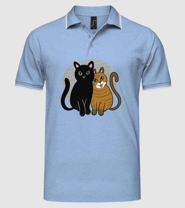 Pisicuțe ghemuite model albastru deschis pe tricou