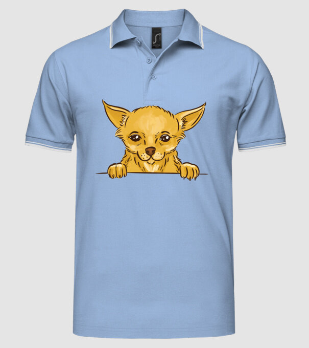 Cap de Chihuahua model albastru deschis pe tricou