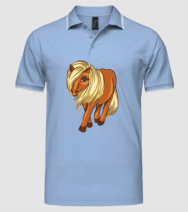 Ponei drăguț model albastru deschis pe tricou