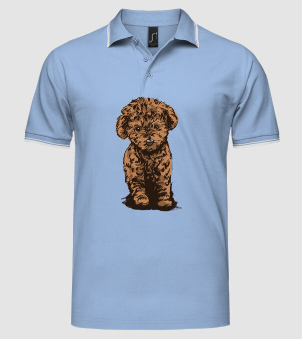 Pudel Drăguț model albastru deschis pe tricou