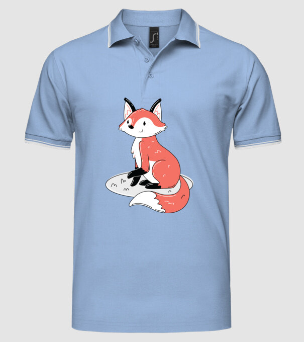 Vulpe drăguță model albastru deschis pe tricou