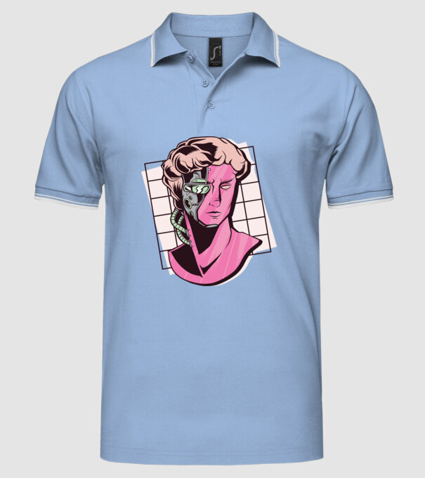 Statuie Cyborg model albastru deschis pe tricou
