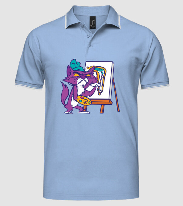 Pisică Dali model albastru deschis pe tricou