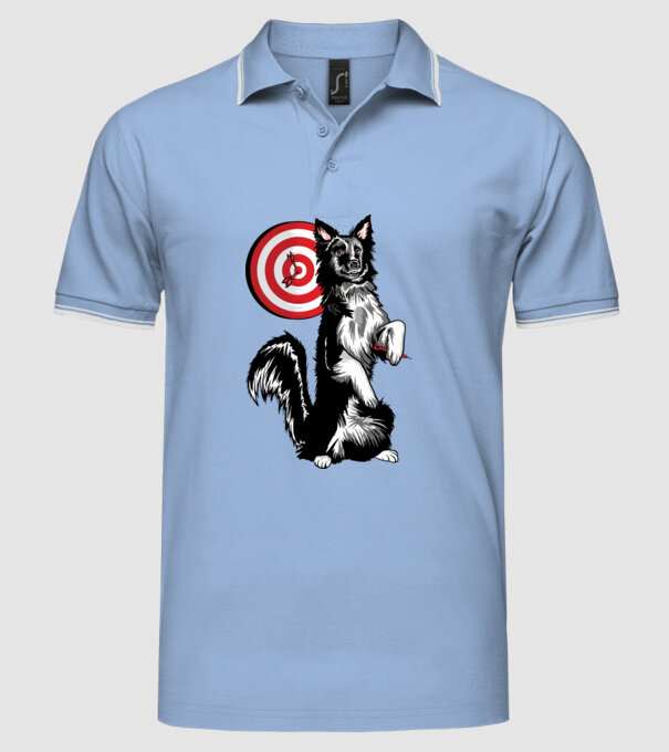 Câine cu Darts model albastru deschis pe tricou