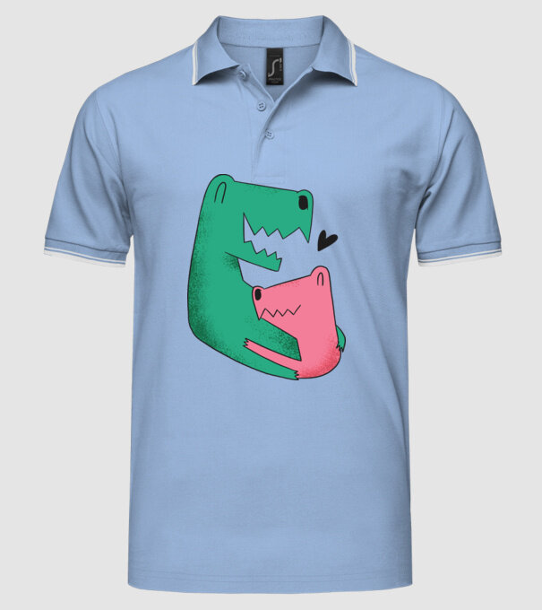 Dinozaur Tată Fiu model albastru deschis pe tricou