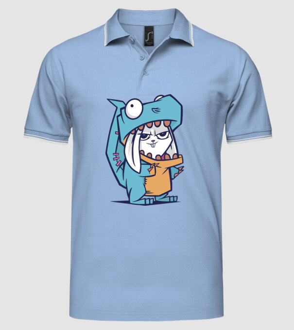Costum de dinozaur model albastru deschis pe tricou