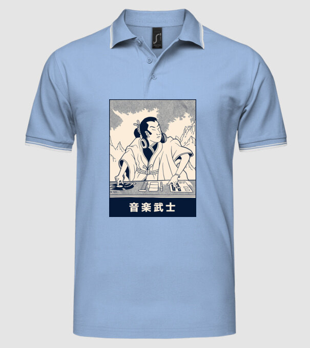 DJ Samurai model albastru deschis pe tricou