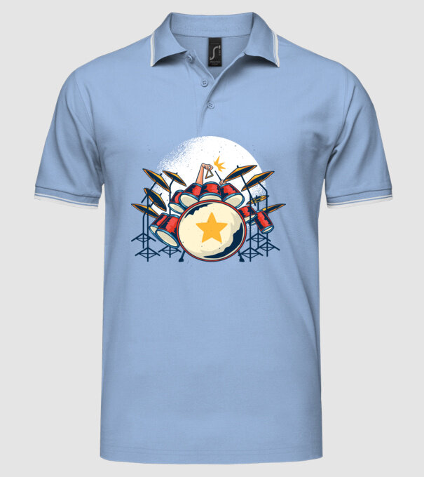 Kit de tobe model albastru deschis pe tricou