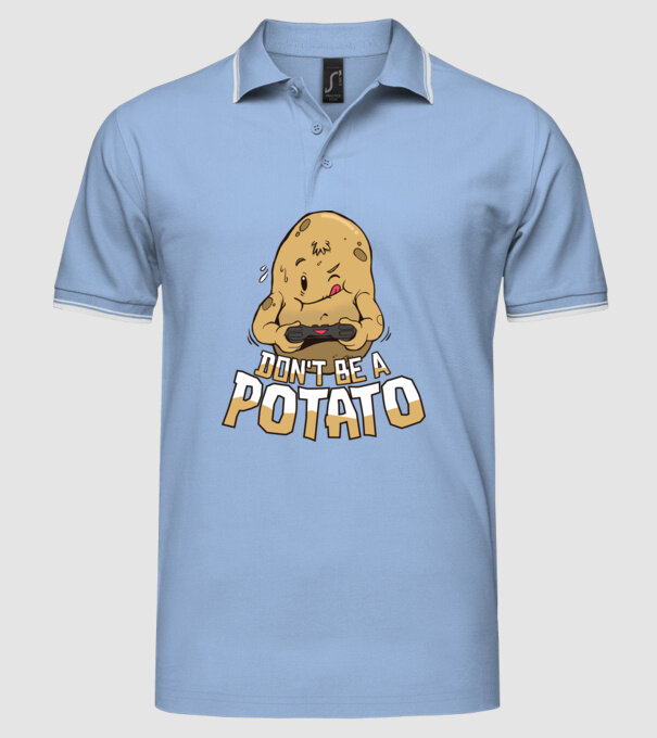 'Don''t be a Potato Gamer' model albastru deschis pe tricou