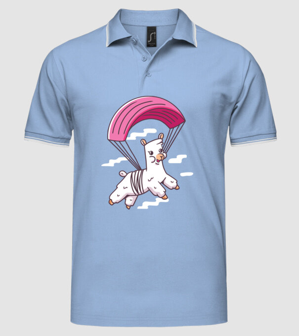 Alpaca parașutist model albastru deschis pe tricou