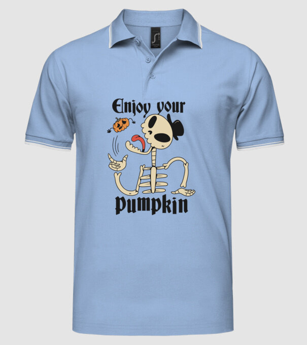 Enjoy your pumpkin Skeleton model albastru deschis pe tricou