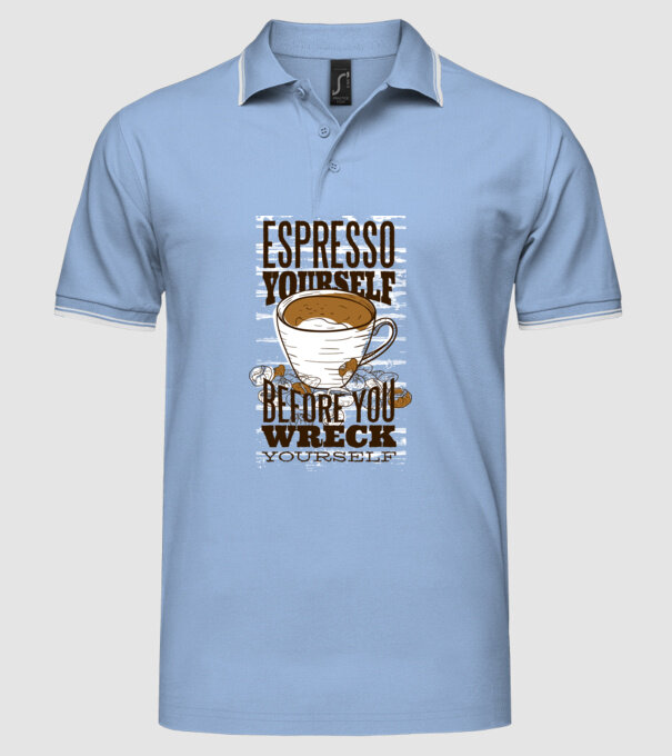 Espresso Yourself cu Cafea model albastru deschis pe tricou