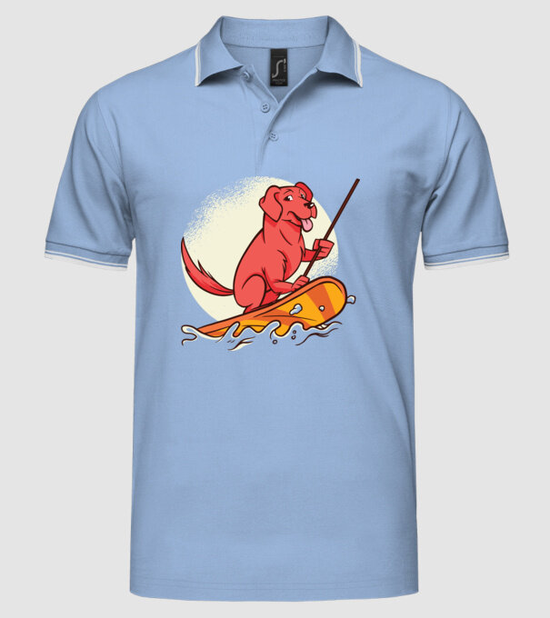 Câine vâslind model albastru deschis pe tricou