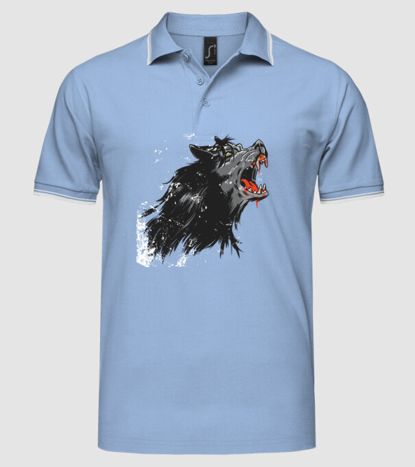 Urlet de lup model albastru deschis pe tricou