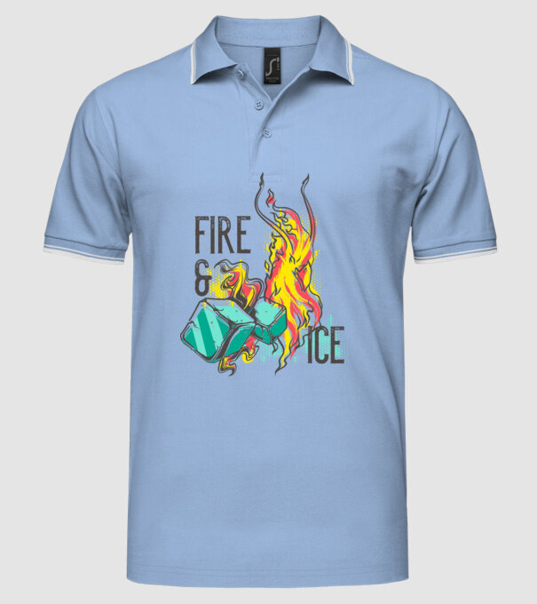Fire and Ice model albastru deschis pe tricou