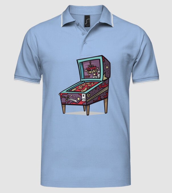 Flipper model albastru deschis pe tricou