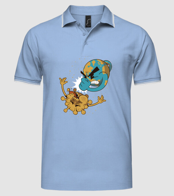 Pământ vs Coronavirus model albastru deschis pe tricou