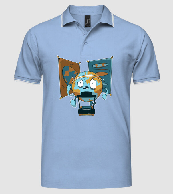 Pământ vs Pământ plat model albastru deschis pe tricou