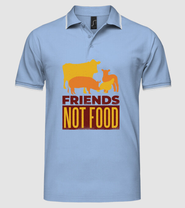 Friends not Food Vegán model albastru deschis pe tricou