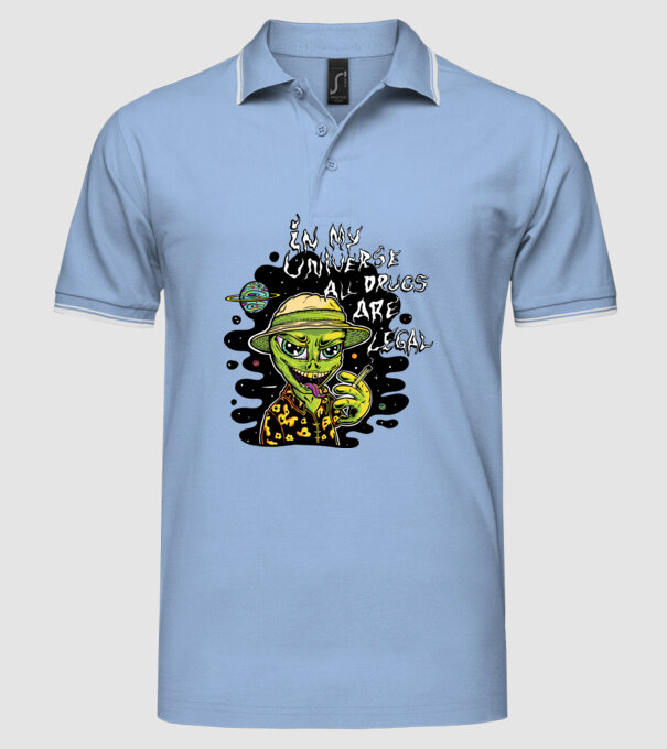 Alien drogat model albastru deschis pe tricou