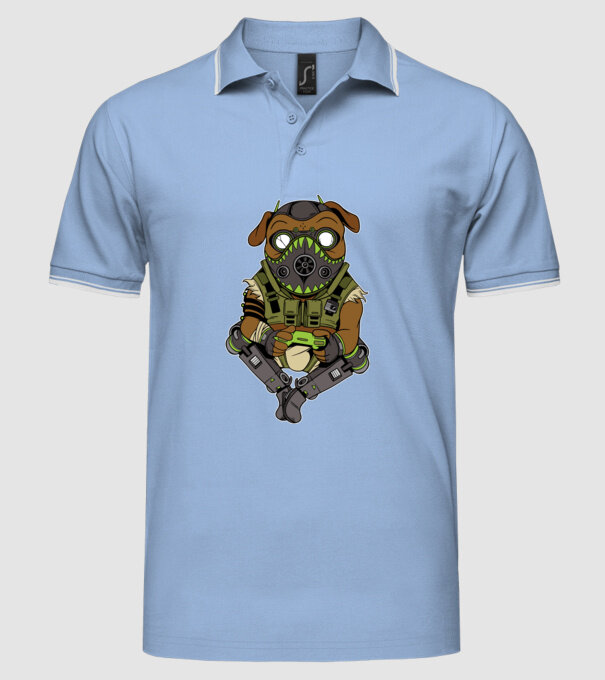 Mops Gamer model albastru deschis pe tricou