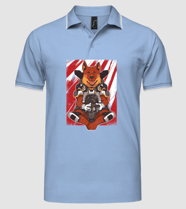 Gamer Ciobănesc german Apex model albastru deschis pe tricou