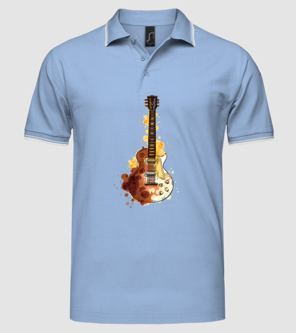 Chitara Pictură model albastru deschis pe tricou