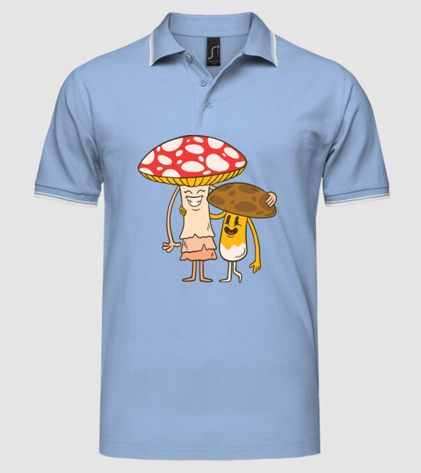 Familie Ciuperci model albastru deschis pe tricou