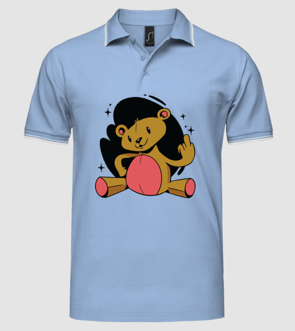Ursuleț Teddy hain model albastru deschis pe tricou