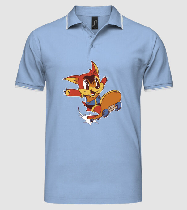 Veveriță Skateboarder model albastru deschis pe tricou