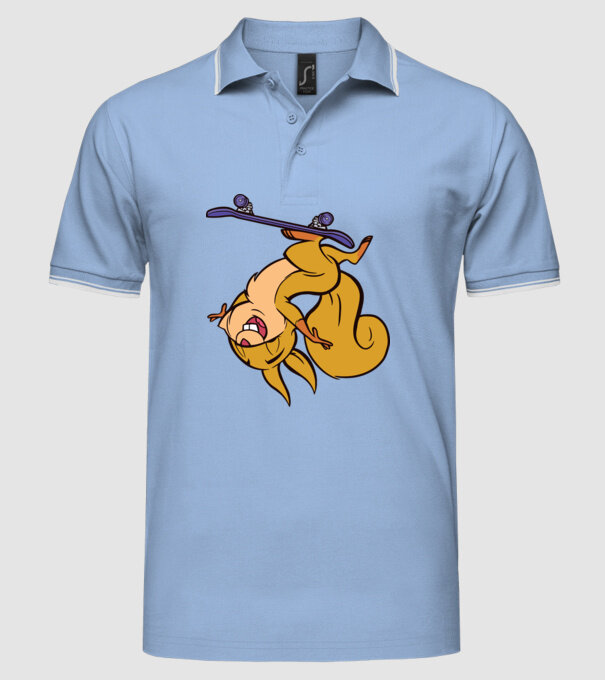 Veveriță Skateboarder model albastru deschis pe tricou