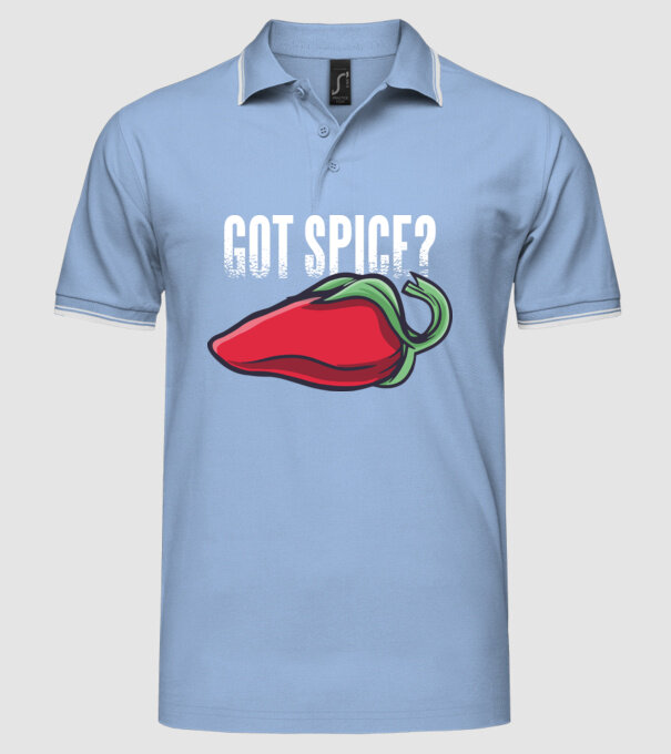 Got Spice ardei model albastru deschis pe tricou