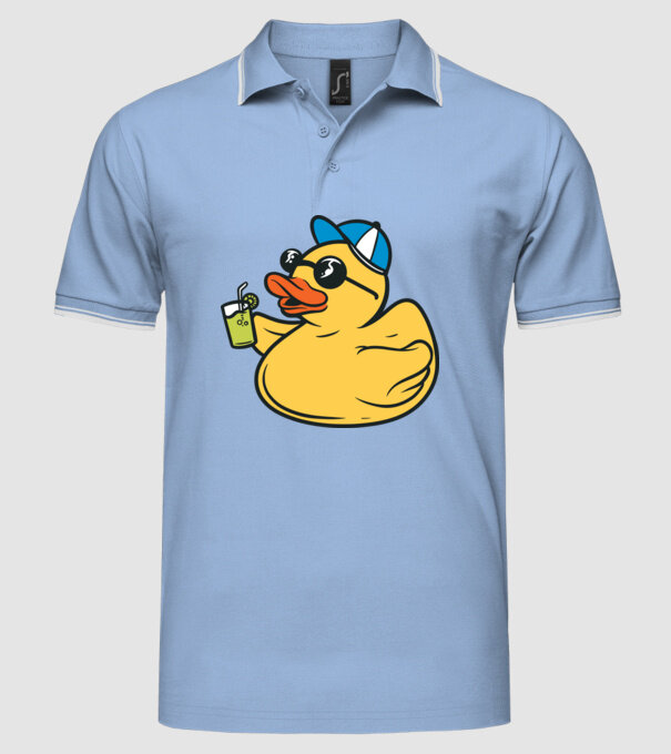 rățușcă de cauciuc Vacanță model albastru deschis pe tricou