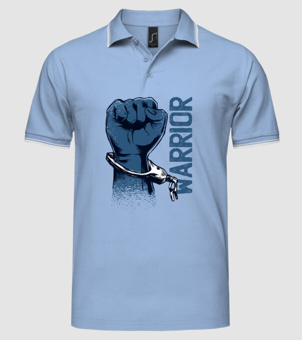 Pumn războinic model albastru deschis pe tricou