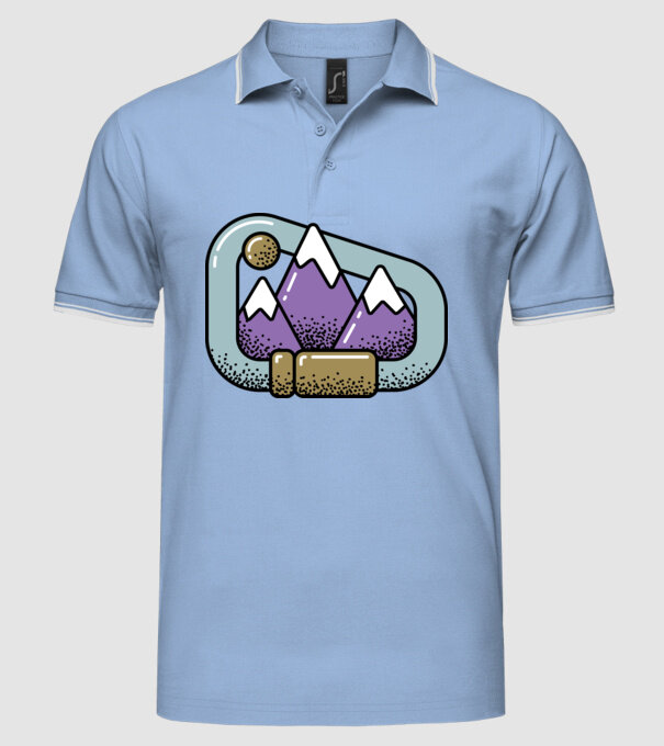 Carabină de alpinist model albastru deschis pe tricou