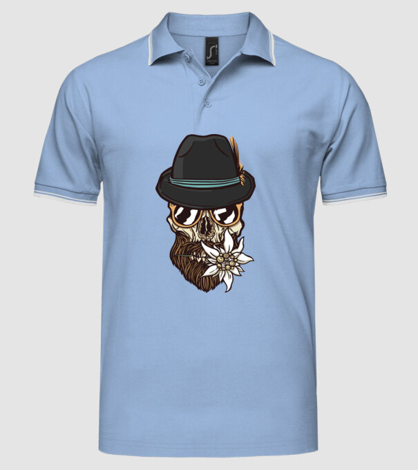 Craniu Hipster model albastru deschis pe tricou