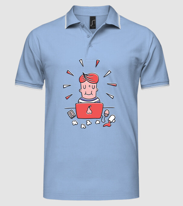 Imagine Home Office model albastru deschis pe tricou