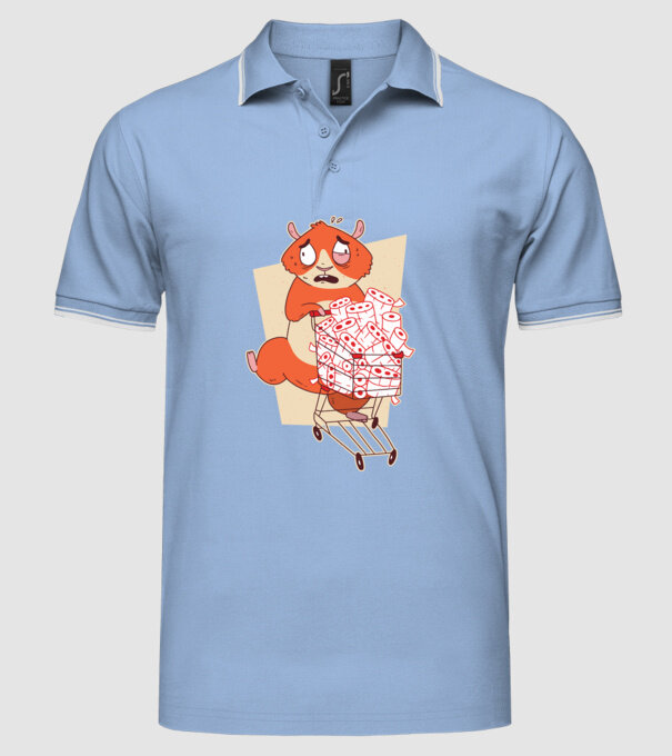 Hamster Panică cumpărături model albastru deschis pe tricou
