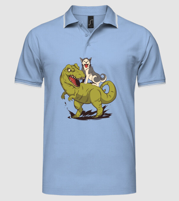 Dinozaur Husky model albastru deschis pe tricou