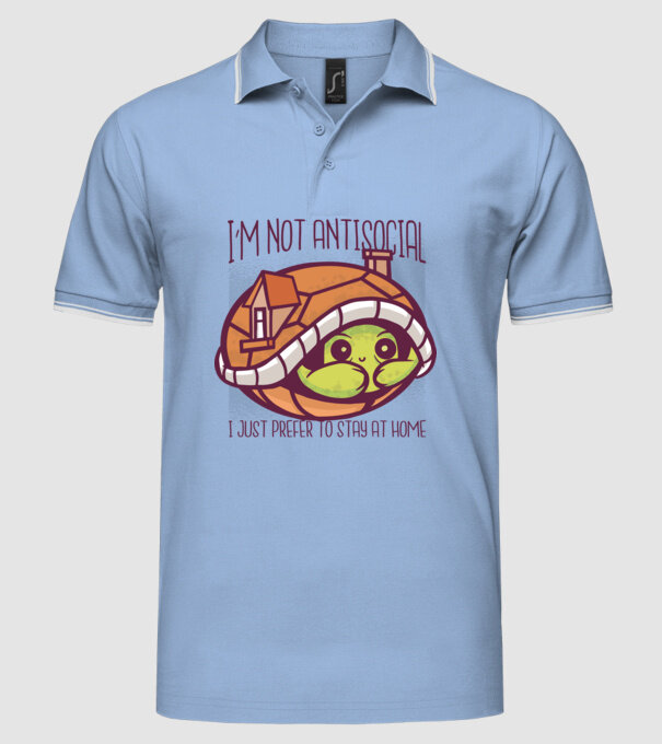 'I''m not antisocial, I just prefer to stay at home' model albastru deschis pe tricou