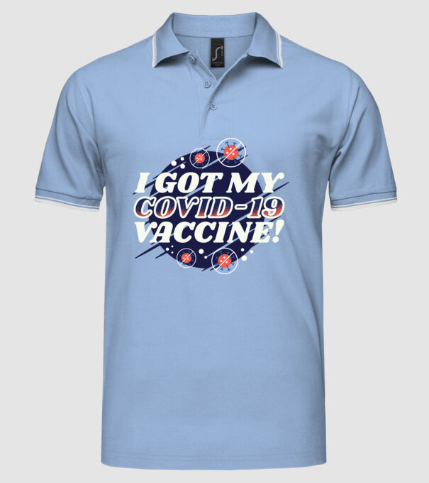 I got my Vaccine model albastru deschis pe tricou