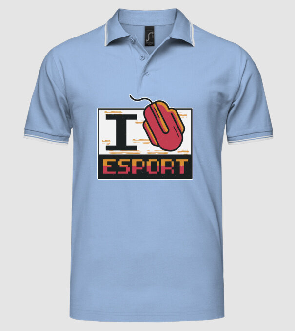 I love Esport model albastru deschis pe tricou