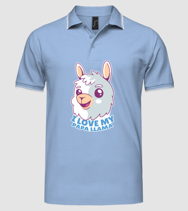 I Love My Papa Llama tricou drăguț cu lamă pentru bunicul model albastru deschis pe tricou